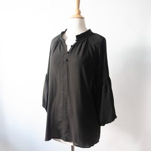 LOFT Mock Neck Bell Sleeve Peasant Top